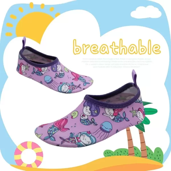 imageBomKinta Kids Water Shoes Boys Girls Barefoot Quick Dry NonSlip Aqua Socks for Beach Swimming PoolMermaid