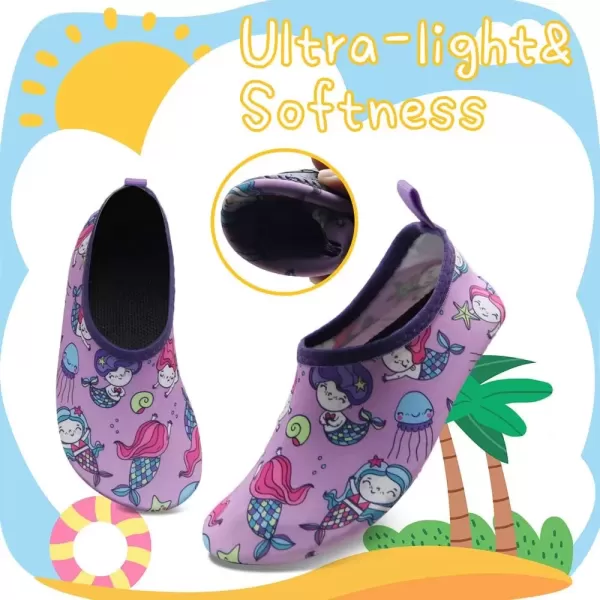 imageBomKinta Kids Water Shoes Boys Girls Barefoot Quick Dry NonSlip Aqua Socks for Beach Swimming PoolMermaid