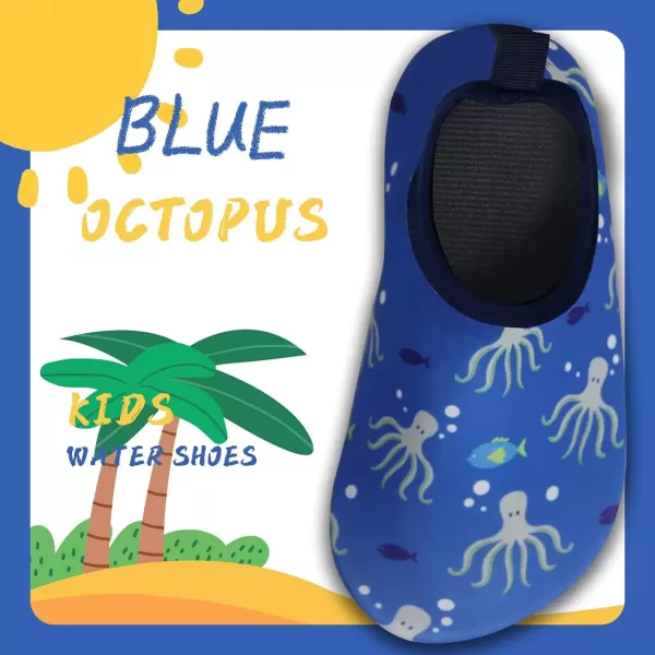 imageBomKinta Kids Water Shoes Boys Girls Barefoot Quick Dry NonSlip Aqua Socks for Beach Swimming PoolOctopus
