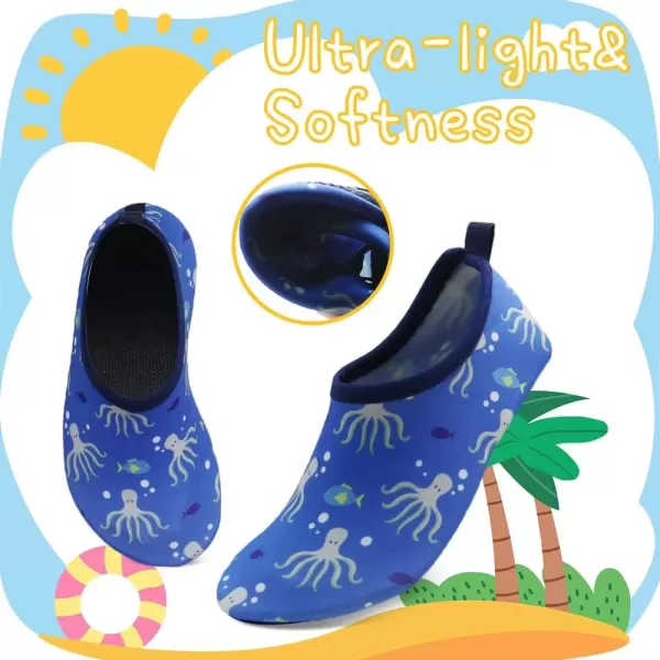imageBomKinta Kids Water Shoes Boys Girls Barefoot Quick Dry NonSlip Aqua Socks for Beach Swimming PoolOctopus