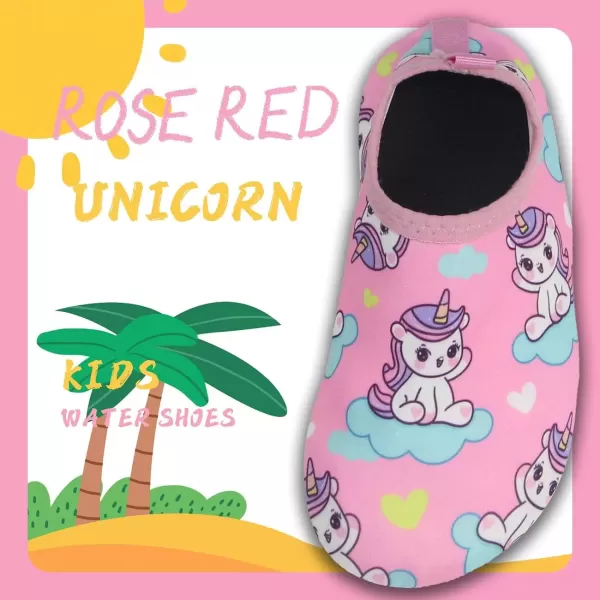 imageBomKinta Kids Water Shoes Boys Girls Barefoot Quick Dry NonSlip Aqua Socks for Beach Swimming PoolPink Green Unicorn