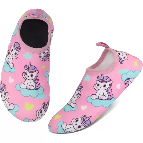 imageBomKinta Kids Water Shoes Boys Girls Barefoot Quick Dry NonSlip Aqua Socks for Beach Swimming PoolPink Green Unicorn