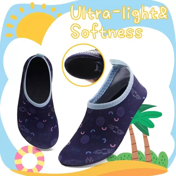 imageBomKinta Kids Water Shoes Boys Girls Barefoot Quick Dry NonSlip Aqua Socks for Beach Swimming PoolRocket