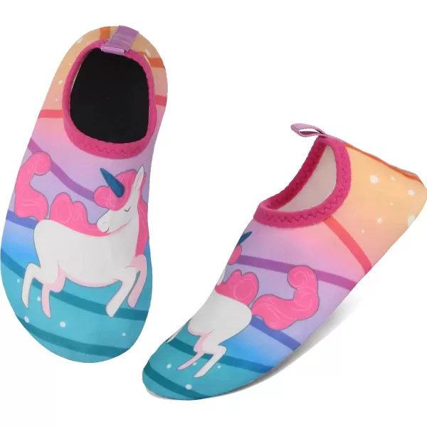 imageBomKinta Kids Water Shoes Boys Girls Barefoot Quick Dry NonSlip Aqua Socks for Beach Swimming PoolRose Unicorn