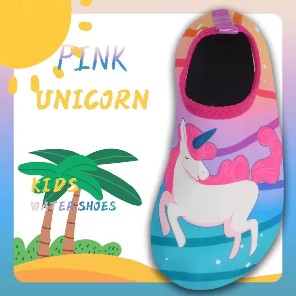 imageBomKinta Kids Water Shoes Boys Girls Barefoot Quick Dry NonSlip Aqua Socks for Beach Swimming PoolRose Unicorn