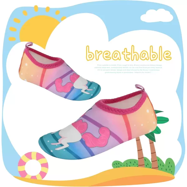 imageBomKinta Kids Water Shoes Boys Girls Barefoot Quick Dry NonSlip Aqua Socks for Beach Swimming PoolRose Unicorn