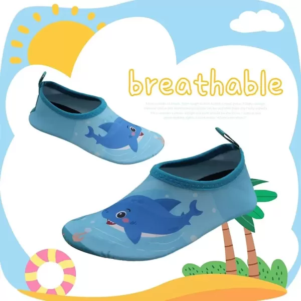 imageBomKinta Kids Water Shoes Boys Girls Barefoot Quick Dry NonSlip Aqua Socks for Beach Swimming PoolShark