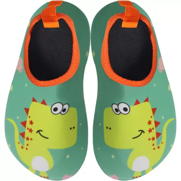 imageBomKinta Kids Water Shoes Boys Girls Barefoot Quick Dry NonSlip Aqua Socks for Beach Swimming PoolYellow Dinosaur