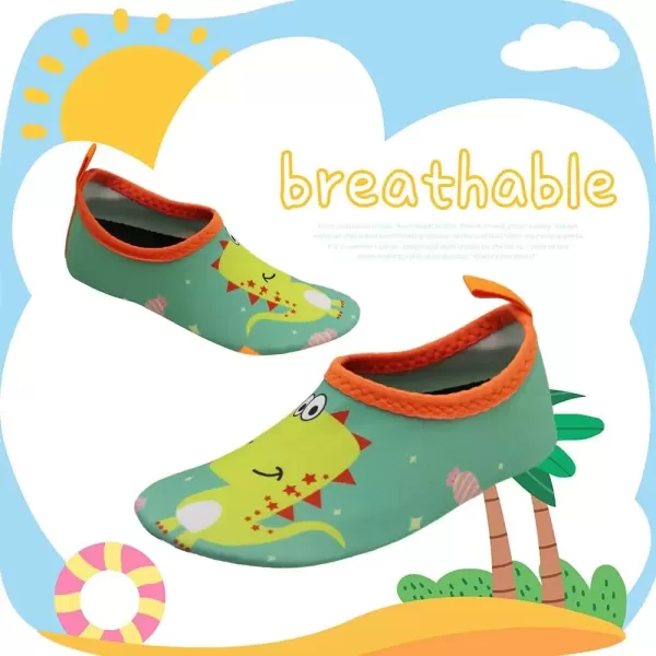 imageBomKinta Kids Water Shoes Boys Girls Barefoot Quick Dry NonSlip Aqua Socks for Beach Swimming PoolYellow Dinosaur