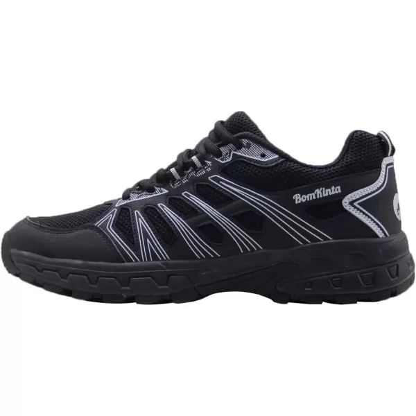 imageBomKinta Mens Walking Shoes Breathable Gym Sneakers Fashion Athletic ShoesBlack White