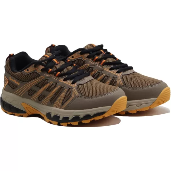 imageBomKinta Mens Walking Shoes Breathable Gym Sneakers Fashion Athletic ShoesBrown Yellow