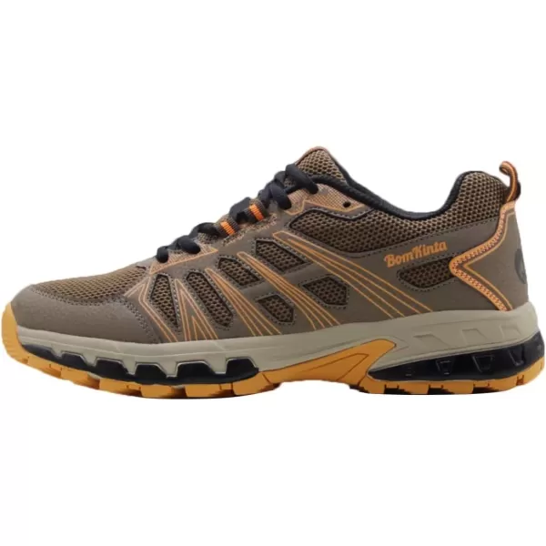 imageBomKinta Mens Walking Shoes Breathable Gym Sneakers Fashion Athletic ShoesBrown Yellow
