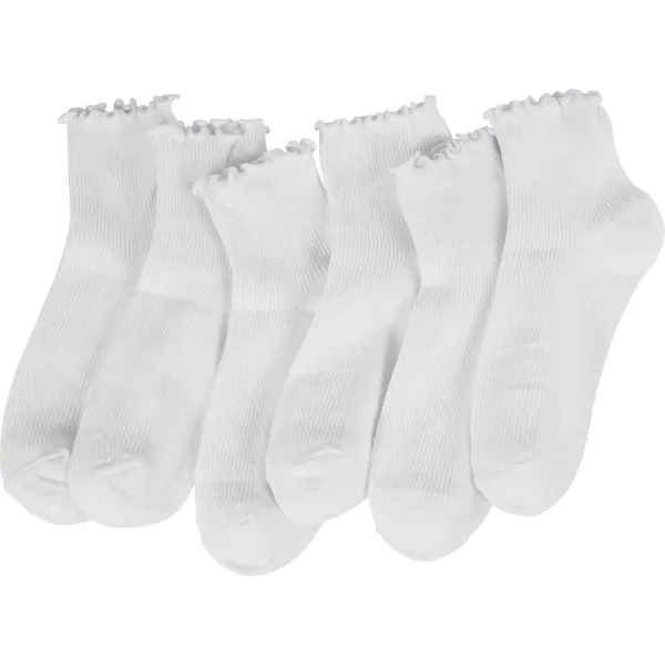 imageBomKinta Ankle Ruffle Socks Women  Cute Crew Frilly Sock  Low Cut Cotton SocksAll White  6 Pairs