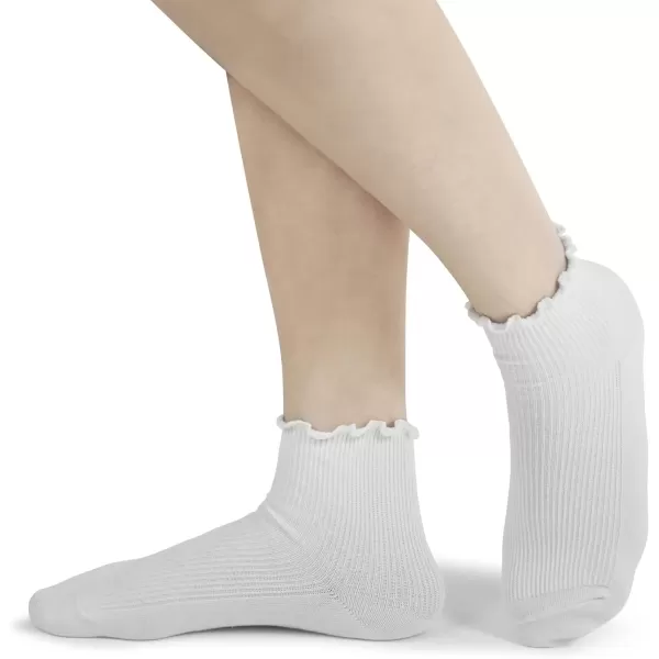 imageBomKinta Ankle Ruffle Socks Women  Cute Crew Frilly Sock  Low Cut Cotton SocksBlack Gold Gray White Yellow Green  6 Pairs