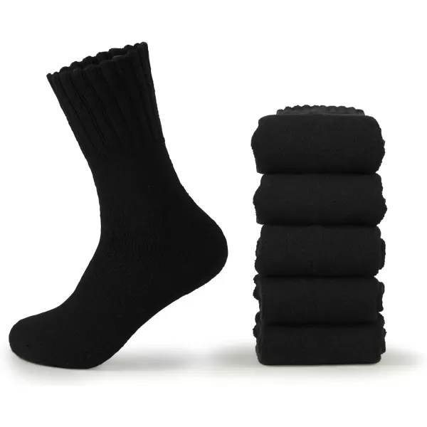 imageBomKinta Boot Socks for Men  Solid Winter Socks Thick Warm Work Socks Size 712Black Black Black Black Black 5 Paris