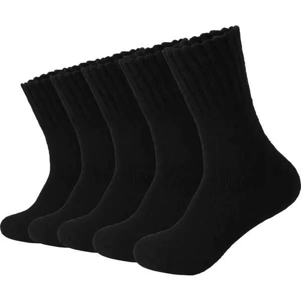imageBomKinta Boot Socks for Men  Solid Winter Socks Thick Warm Work Socks Size 712Black Black Black Black Black 5 Paris