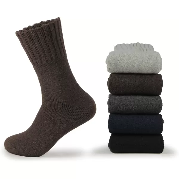 imageBomKinta Boot Socks for Men  Solid Winter Socks Thick Warm Work Socks Size 712Black Deep Gray Light Grey Blue Brown 5 Paris