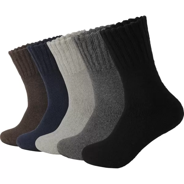 imageBomKinta Boot Socks for Men  Solid Winter Socks Thick Warm Work Socks Size 712Black Deep Gray Light Grey Blue Brown 5 Paris