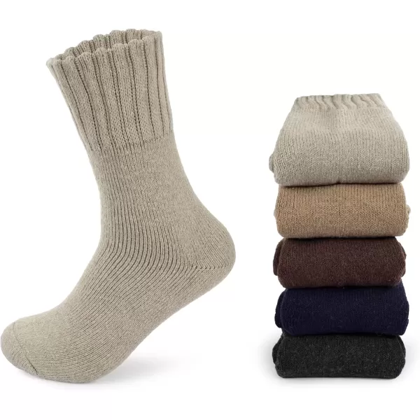 imageBomKinta Boot Socks for Men  Solid Winter Socks Thick Warm Work Socks Size 712Deep Blue Deep Gray Beige Khaki Brown  5 Pairs