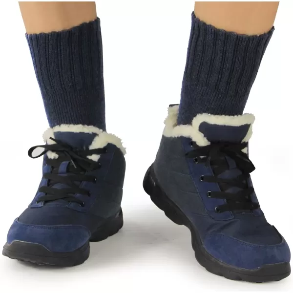 imageBomKinta Boot Socks for Men  Solid Winter Socks Thick Warm Work Socks Size 712Deep Blue Deep Gray Beige Khaki Brown  5 Pairs