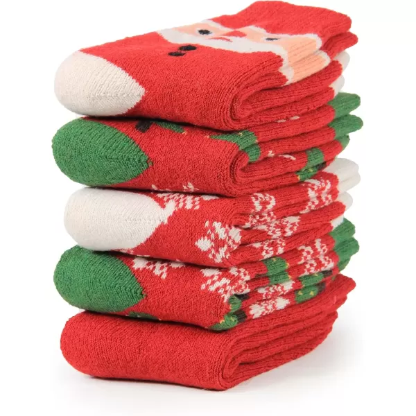 imageBomKinta Boot Socks for Women Winter Solid Thick Warm Socks Cozy Crew Socks Christmas Gift5 Pairmix Christmas Color a