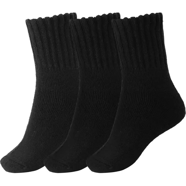 imageBomKinta Boot Socks for Women Winter Solid Thick Warm Socks Cozy Crew Socks Christmas GiftBlack Black Black 3 Pairs