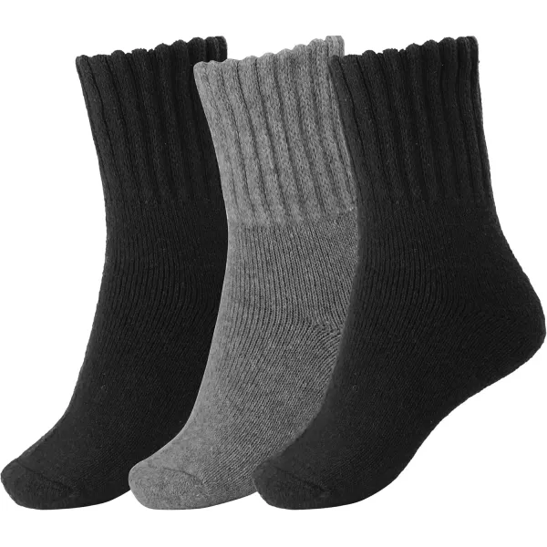 imageBomKinta Boot Socks for Women Winter Solid Thick Warm Socks Cozy Crew Socks Christmas GiftBlack Black Gray 3 Pairs
