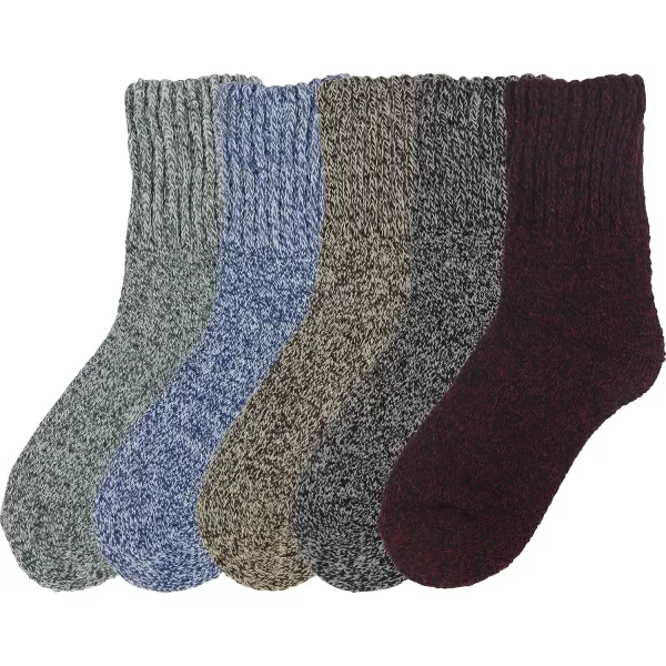 imageBomKinta Boot Socks for Women Winter Solid Thick Warm Socks Cozy Crew Socks Christmas GiftBlack Blue Brown Green Red 5 Pairs