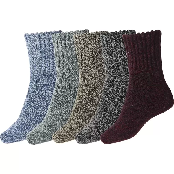 imageBomKinta Boot Socks for Women Winter Solid Thick Warm Socks Cozy Crew Socks Christmas GiftBlack Blue Brown Green Red 5 Pairs