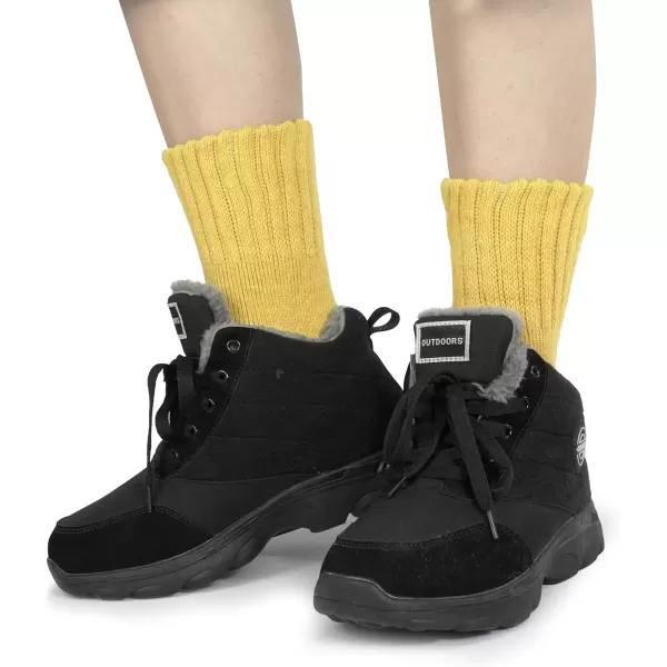 imageBomKinta Boot Socks for Women Winter Solid Thick Warm Socks Cozy Crew Socks Christmas GiftBlack Brown Yellow Mikyellow White 5 Pairs