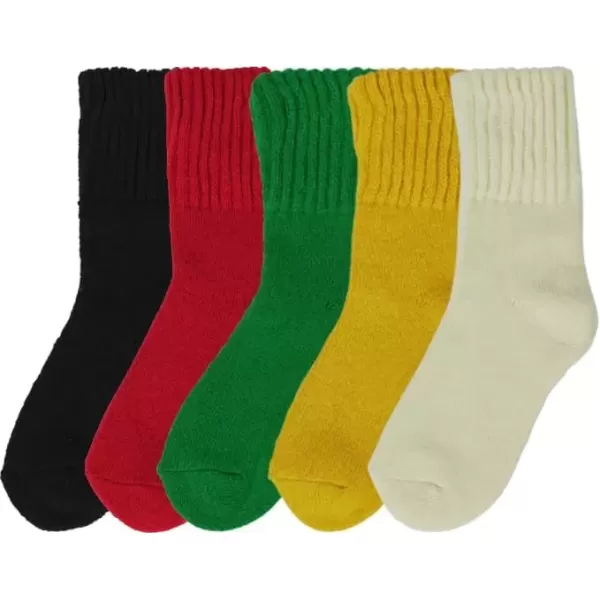 imageBomKinta Boot Socks for Women Winter Solid Thick Warm Socks Cozy Crew Socks Christmas GiftBlack Green Red Yellow Mikyellow 5 Pairs