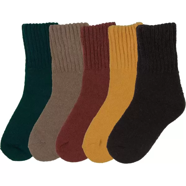 imageBomKinta Boot Socks for Women Winter Solid Thick Warm Socks Cozy Crew Socks Christmas GiftBrown Red Green Yellow Khaki 5 Pairs