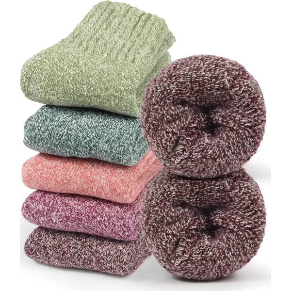 imageBomKinta Boot Socks for Women Winter Solid Thick Warm Socks Cozy Crew Socks Christmas GiftDarkgreen Green Pink Rose Red 5 Pairs