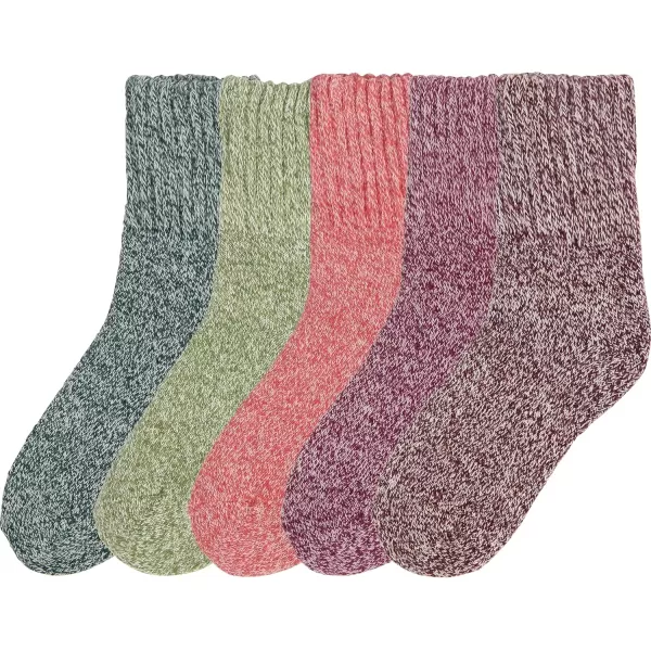 imageBomKinta Boot Socks for Women Winter Solid Thick Warm Socks Cozy Crew Socks Christmas GiftDarkgreen Green Pink Rose Red 5 Pairs
