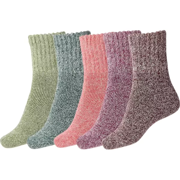 imageBomKinta Boot Socks for Women Winter Solid Thick Warm Socks Cozy Crew Socks Christmas GiftDarkgreen Green Pink Rose Red 5 Pairs