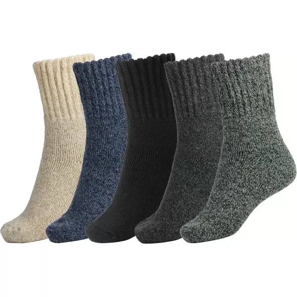 imageBomKinta Boot Socks for Women Winter Solid Thick Warm Socks Cozy Crew Socks Christmas GiftGray Beige Blue Green Black 5 Pairs