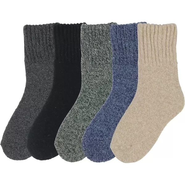 imageBomKinta Boot Socks for Women Winter Solid Thick Warm Socks Cozy Crew Socks Christmas GiftGray Beige Blue Green Black 5 Pairs