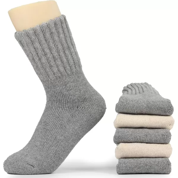 imageBomKinta Boot Socks for Women Winter Solid Thick Warm Socks Cozy Crew Socks Christmas GiftGray Gray Cream 3 Pairs