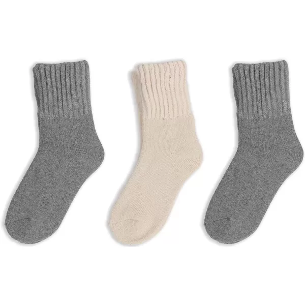 imageBomKinta Boot Socks for Women Winter Solid Thick Warm Socks Cozy Crew Socks Christmas GiftGray Gray Cream 3 Pairs