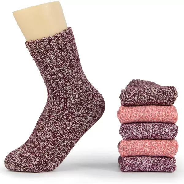 imageBomKinta Boot Socks for Women Winter Solid Thick Warm Socks Cozy Crew Socks Christmas GiftRed Pink Purple 3 Pairs