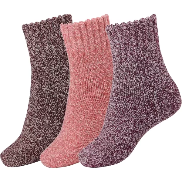 imageBomKinta Boot Socks for Women Winter Solid Thick Warm Socks Cozy Crew Socks Christmas GiftRed Pink Purple 3 Pairs