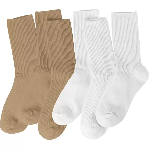 imageBomKinta Calf Socks for Women  Thin Solid Cotton Crew Socks  Casual Cute Above Ankle SocksLight Brown Light Brown Light Brown White White White