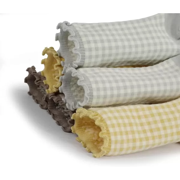 imageBomKinta Checkered Ruffle Socks Women  Cute Plaid Frilly Sock  Casual Crew Cotton Socks Size 596 Pairs  Khaki khaki grey grey yellow yellow