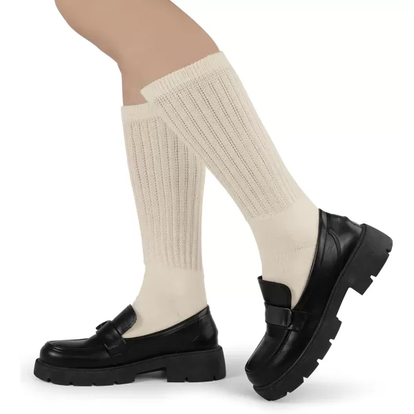 imageBomKinta Crew Slouch Socks Women  Retro Scrunch Short Sock  Soft Solid Ankle Socks Size 511Black White Cream 3 Paris