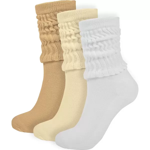 imageBomKinta Crew Slouch Socks Women  Retro Scrunch Short Sock  Soft Solid Ankle Socks Size 511White Mikeyellow Light Khaki 3 Paris