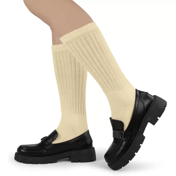 imageBomKinta Crew Slouch Socks Women  Retro Scrunch Short Sock  Soft Solid Ankle Socks Size 511White Mikeyellow Light Khaki 3 Paris
