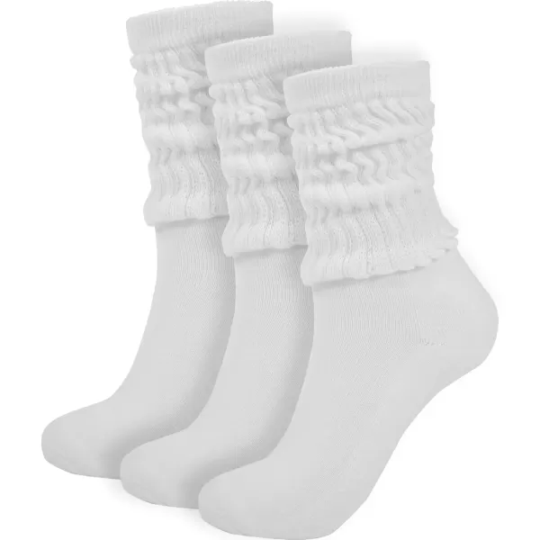 imageBomKinta Crew Slouch Socks Women  Retro Scrunch Short Sock  Soft Solid Ankle Socks Size 511White White White 3 Paris