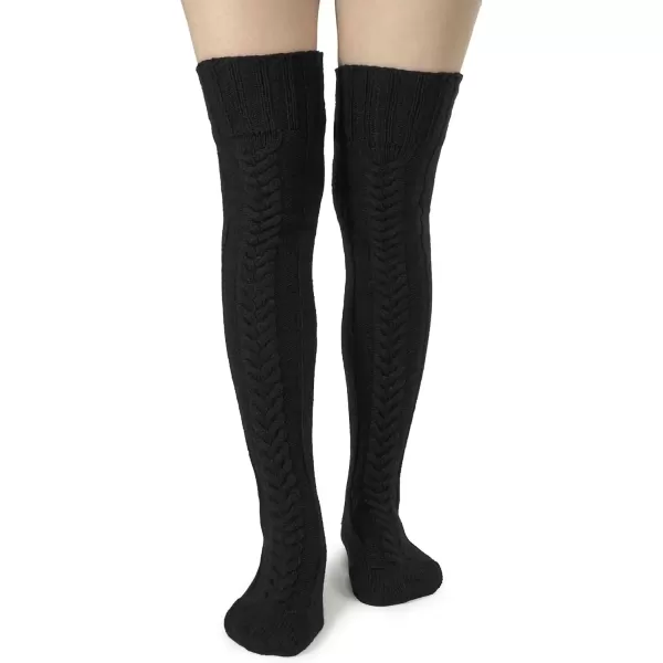 imageBomKinta Knee High Socks Women  Warm Knit Cozy Leg Warmers  Thick Boot Stockings for Women Size 510Black