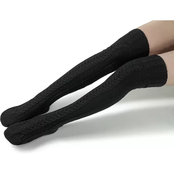 imageBomKinta Knee High Socks Women  Warm Knit Cozy Leg Warmers  Thick Boot Stockings for Women Size 510Black