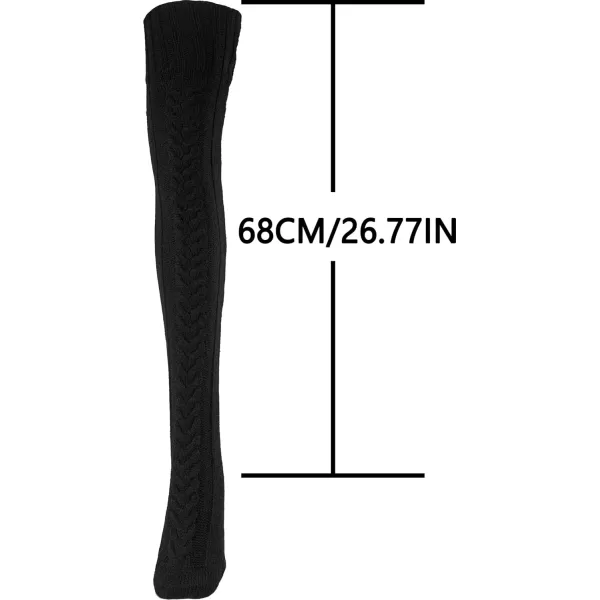 imageBomKinta Knee High Socks Women  Warm Knit Cozy Leg Warmers  Thick Boot Stockings for Women Size 510Black